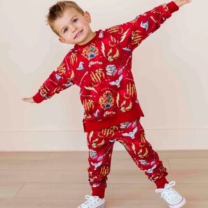 Warner Bros. Red Harry Potter Kids Jogger Set with Owl & Crest Motifs NWT